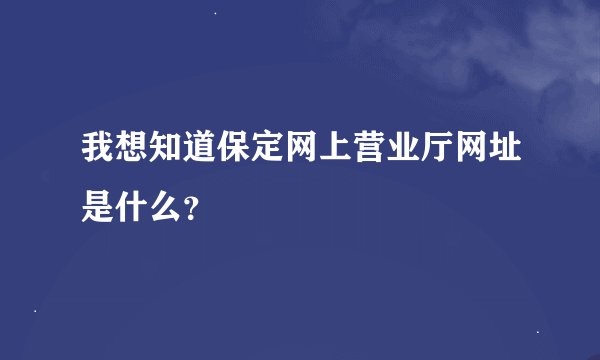 我想知道保定网上营业厅网址是什么？