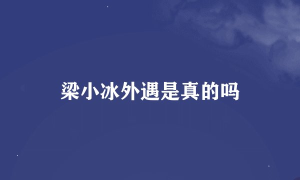 梁小冰外遇是真的吗