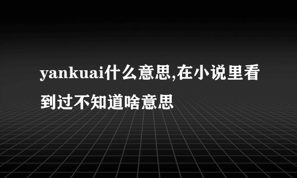 yankuai什么意思,在小说里看到过不知道啥意思