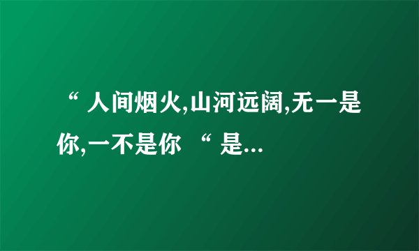 “ 人间烟火,山河远阔,无一是你,一不是你 “ 是什么意思啊？