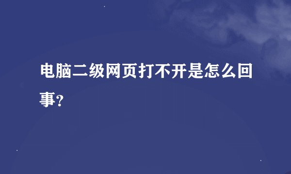 电脑二级网页打不开是怎么回事？