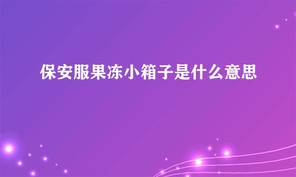 保安服果冻小箱子是什么意思