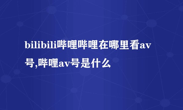 bilibili哔哩哔哩在哪里看av号,哔哩av号是什么