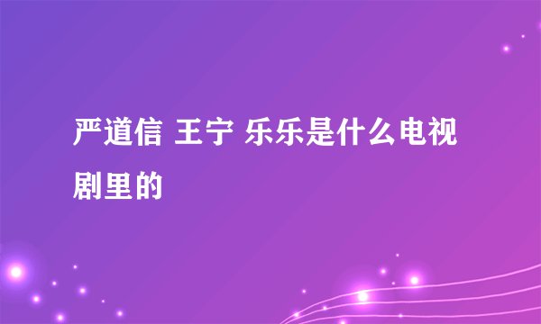 严道信 王宁 乐乐是什么电视剧里的