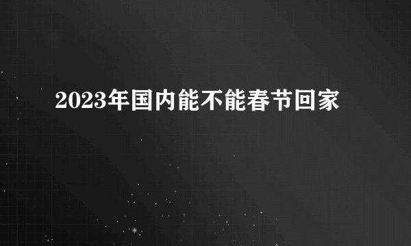 2023年国内能不能春节回家