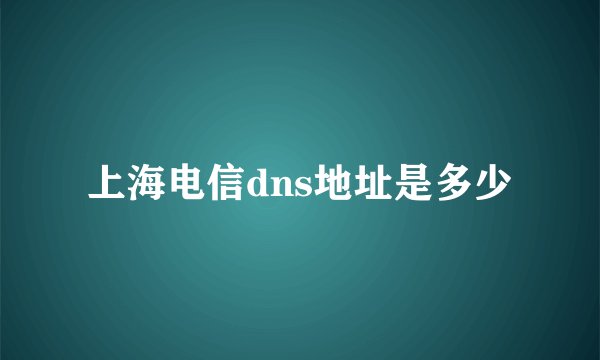 上海电信dns地址是多少