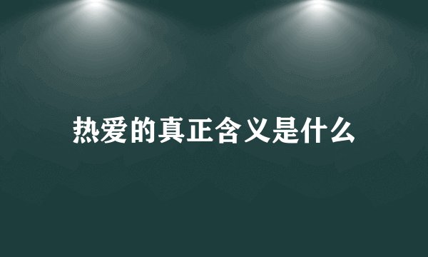 热爱的真正含义是什么