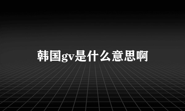 韩国gv是什么意思啊