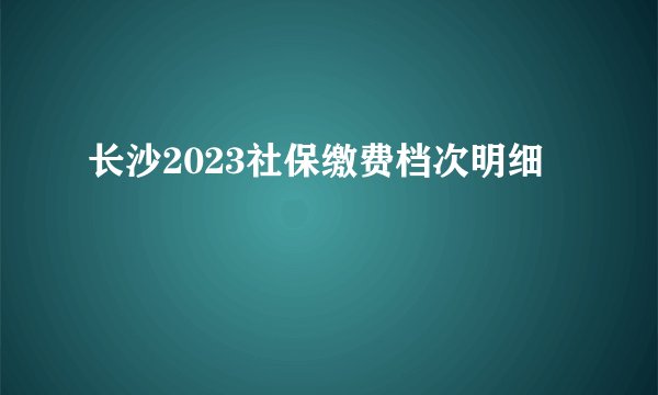 长沙2023社保缴费档次明细