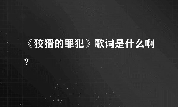 《狡猾的罪犯》歌词是什么啊？