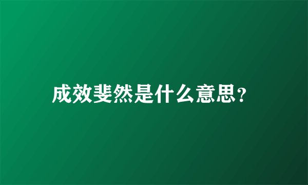 成效斐然是什么意思？
