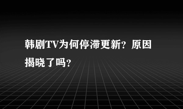 韩剧TV为何停滞更新？原因揭晓了吗？