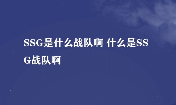 SSG是什么战队啊 什么是SSG战队啊