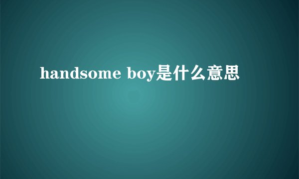 handsome boy是什么意思