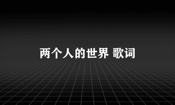两个人的世界 歌词