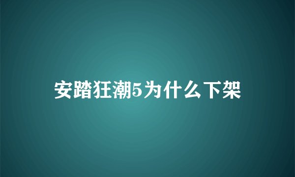 安踏狂潮5为什么下架