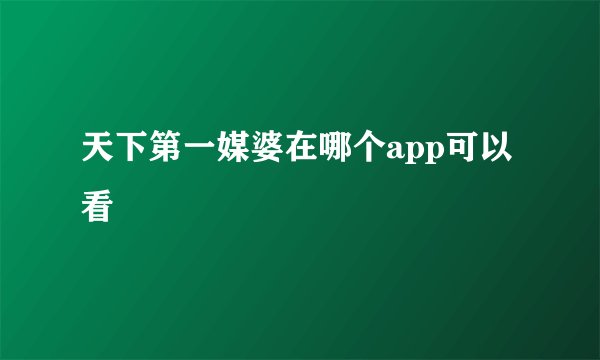 天下第一媒婆在哪个app可以看