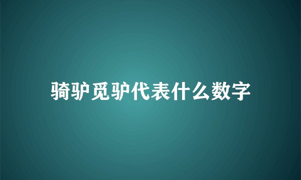 骑驴觅驴代表什么数字