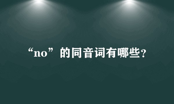 “no”的同音词有哪些？