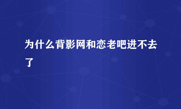 为什么背影网和恋老吧进不去了