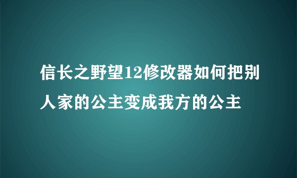 信长之野望12修改器如何把别人家的公主变成我方的公主