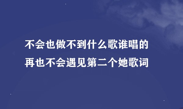 不会也做不到什么歌谁唱的 再也不会遇见第二个她歌词