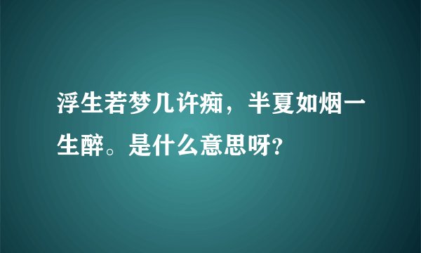 浮生若梦几许痴，半夏如烟一生醉。是什么意思呀？