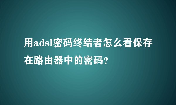 用adsl密码终结者怎么看保存在路由器中的密码？