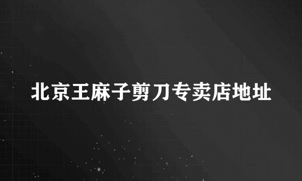 北京王麻子剪刀专卖店地址