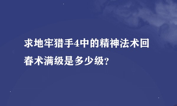 求地牢猎手4中的精神法术回春术满级是多少级？