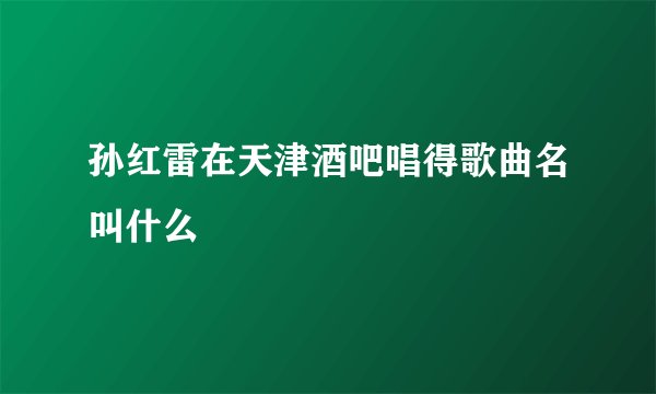 孙红雷在天津酒吧唱得歌曲名叫什么