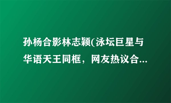 孙杨合影林志颖(泳坛巨星与华语天王同框，网友热议合影背后的故事。)