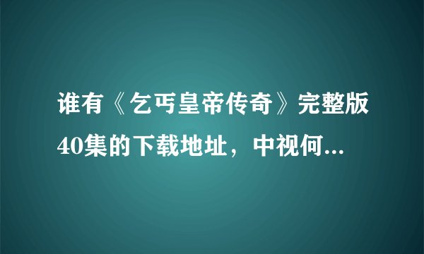 谁有《乞丐皇帝传奇》完整版40集的下载地址，中视何家劲版，清楚的至少每集在150以上大小的