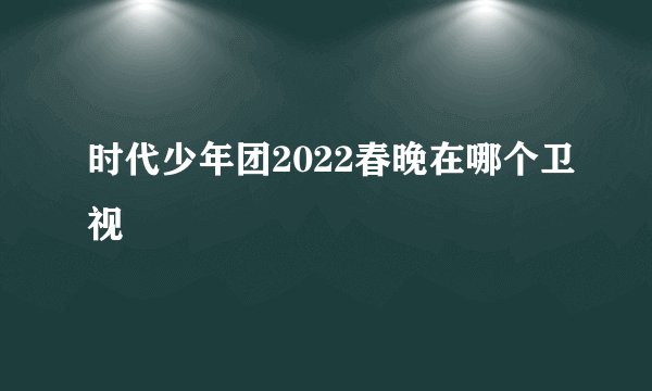 时代少年团2022春晚在哪个卫视