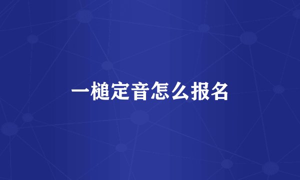 一槌定音怎么报名