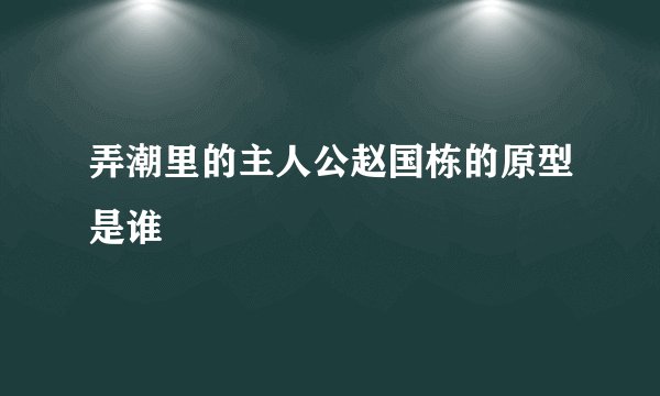 弄潮里的主人公赵国栋的原型是谁