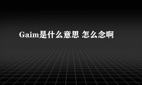 Gaim是什么意思 怎么念啊