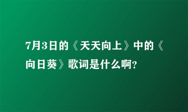 7月3日的《天天向上》中的《向日葵》歌词是什么啊？