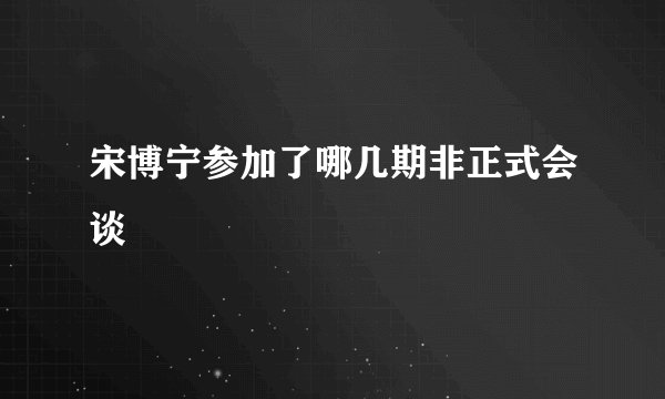宋博宁参加了哪几期非正式会谈