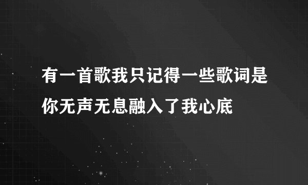 有一首歌我只记得一些歌词是你无声无息融入了我心底