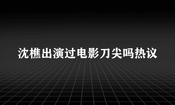 沈樵出演过电影刀尖吗热议