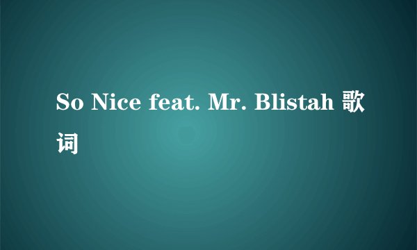 So Nice feat. Mr. Blistah 歌词