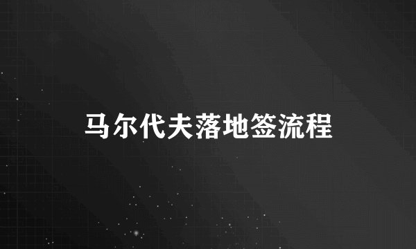 马尔代夫落地签流程