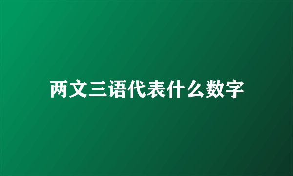 两文三语代表什么数字