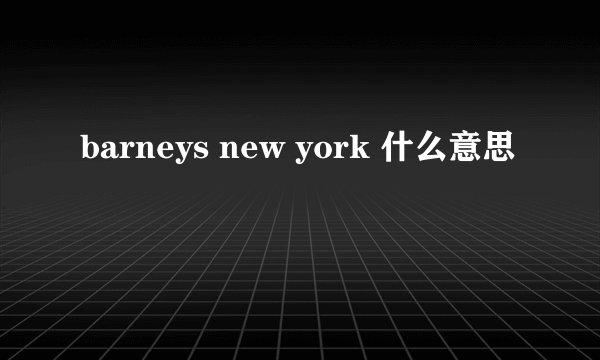 barneys new york 什么意思