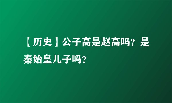 【历史】公子高是赵高吗？是秦始皇儿子吗？