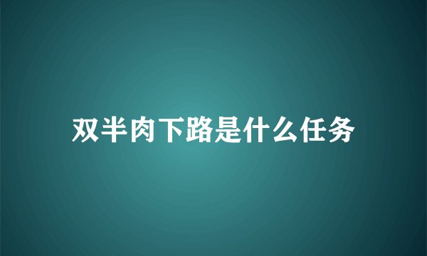 双半肉下路是什么任务