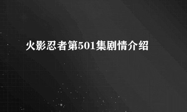 火影忍者第501集剧情介绍