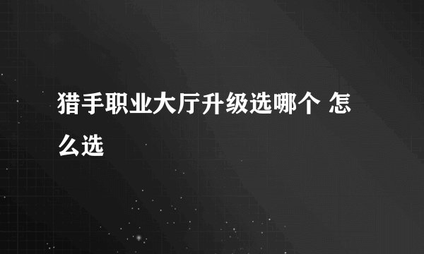 猎手职业大厅升级选哪个 怎么选