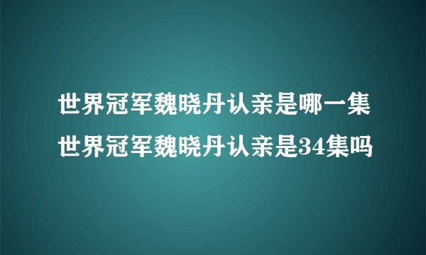 世界冠军魏晓丹认亲是哪一集世界冠军魏晓丹认亲是34集吗